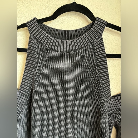 Rag & Bone Charcoal Gray Dana Chunky Knit Cold Shoulder Sweater Dress M - Picture 6 of 13
